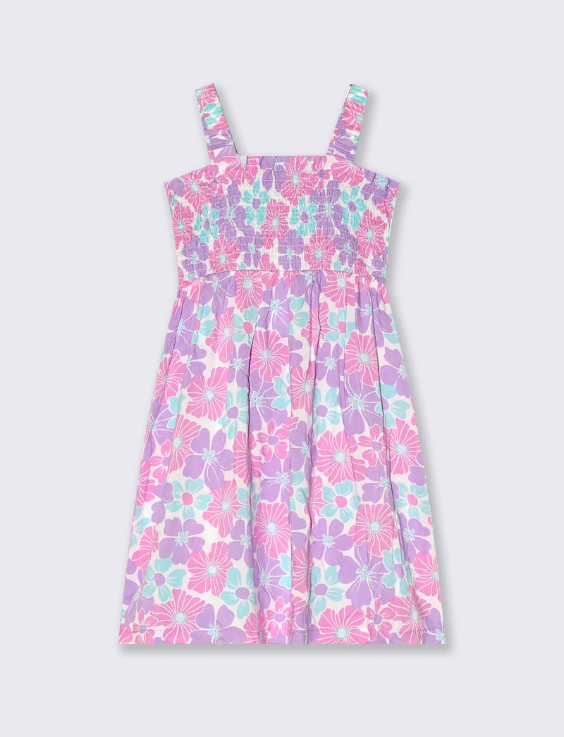 Abito in viscosa stampata da bambina - Fiorato