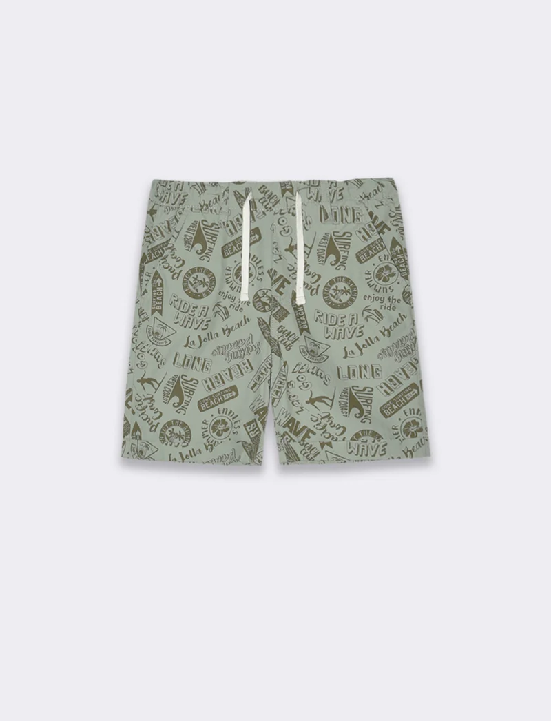 Short stampato da bambino - Verde salvia