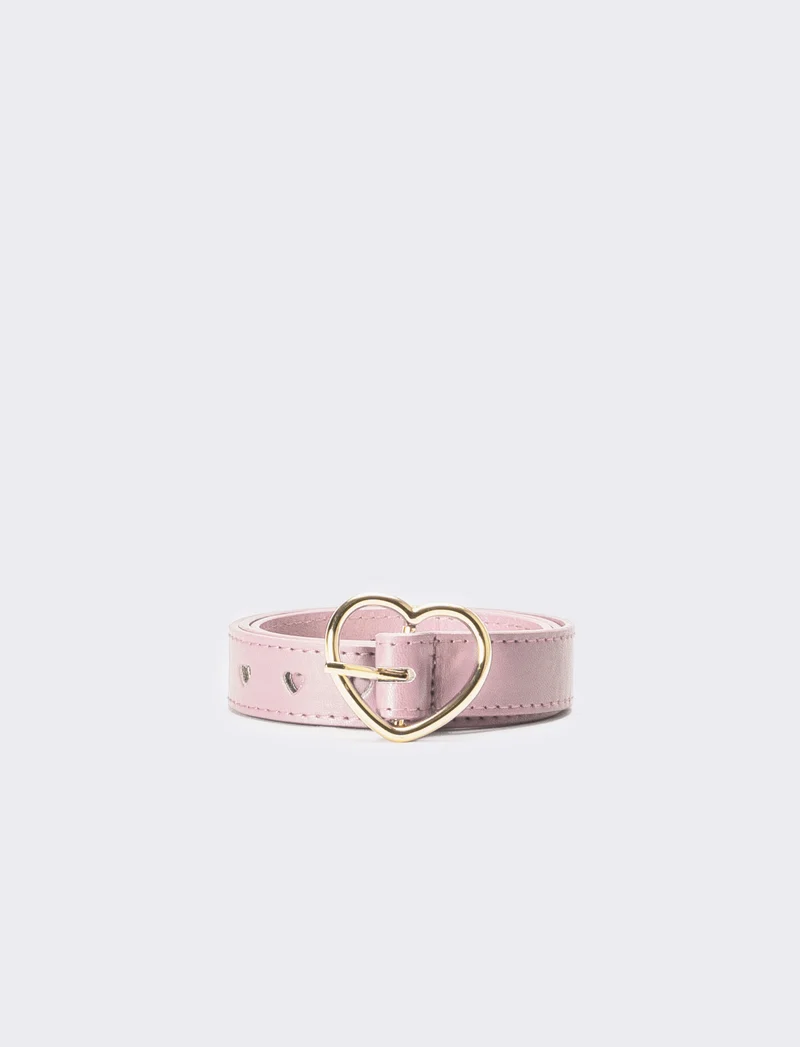 Cintura bambina con fibbia cuore e puntale - Rosa