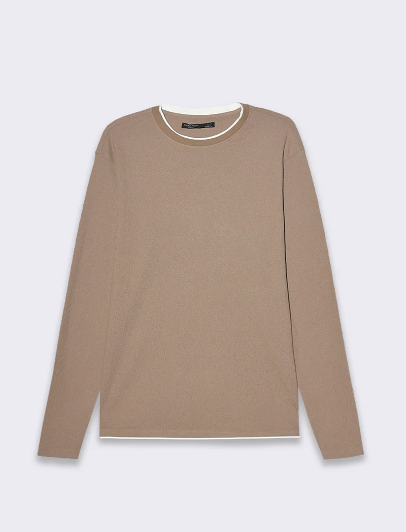 Maglia girocollo struttura jacquard da uomo - Grigio tortora