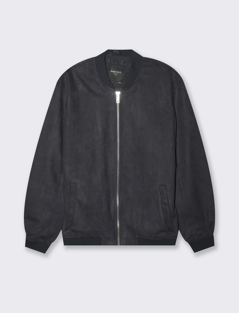 Giubbotto bomber effetto scamosciato da uomo - Blu