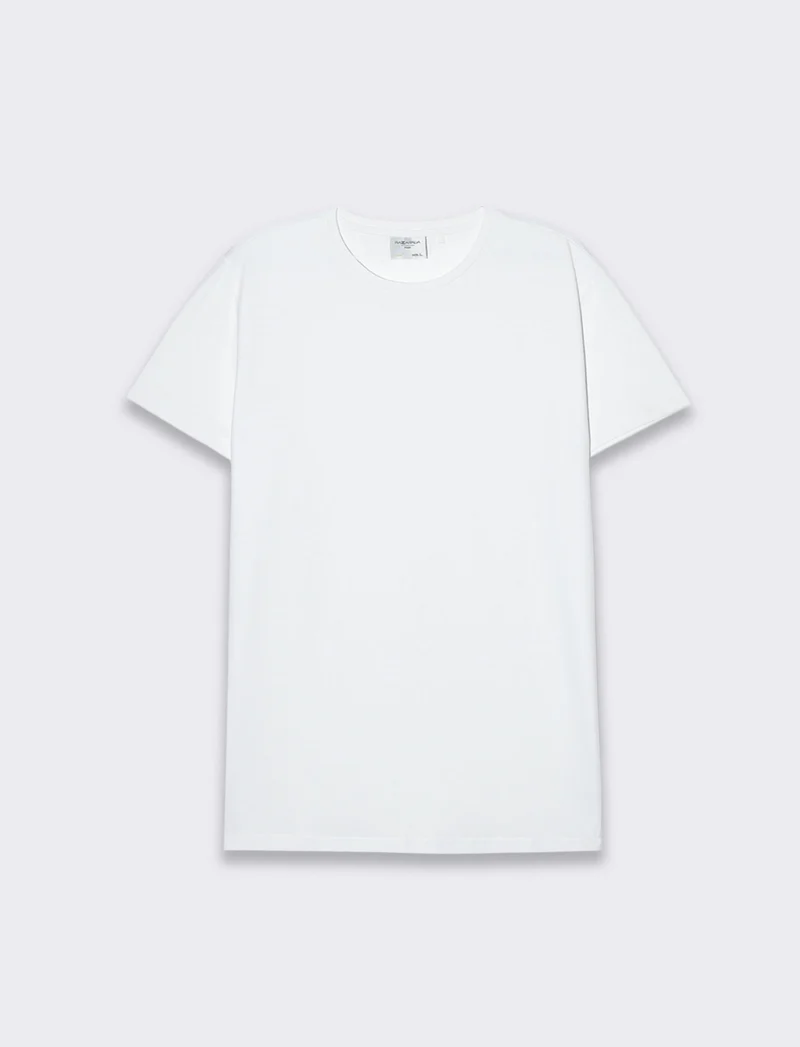 T-shirt basic in cotone elasticizzato slim fit da uomo - Bianco
