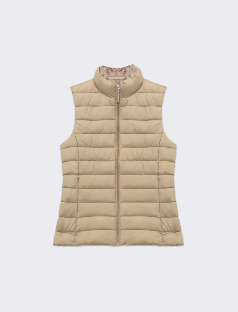 Giubbotto smanicato imbottito da donna - Beige corda