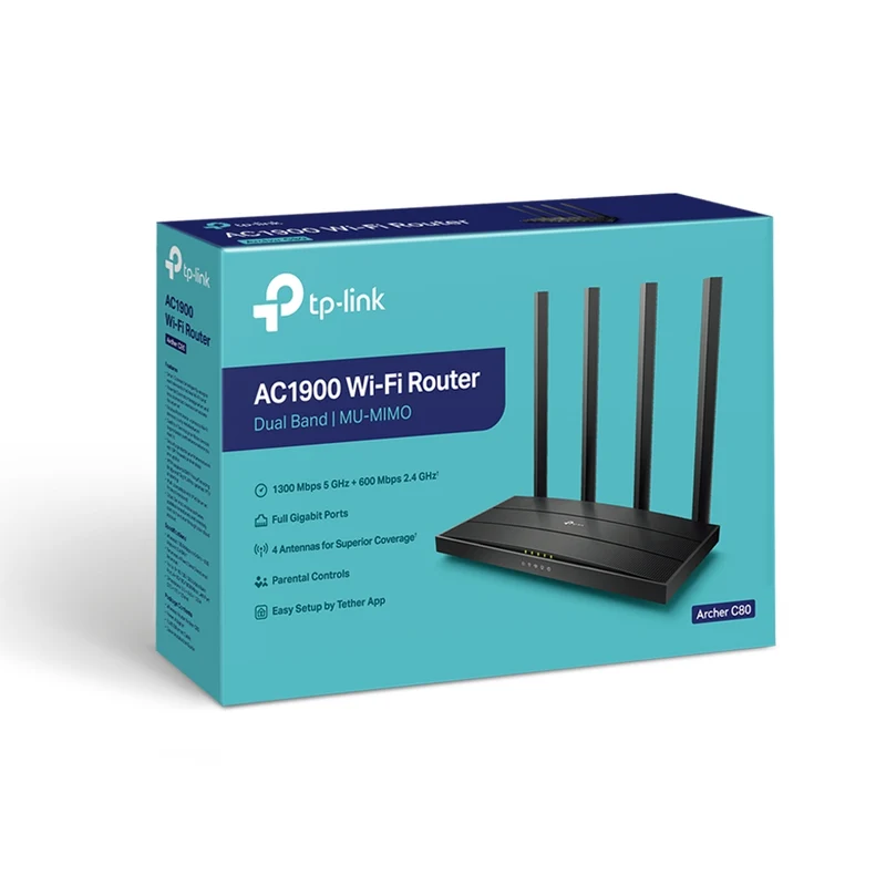 Archer C80 Router F (FTTH* | FTTB | Ethernet), Wi-Fi AC1900 Mesh