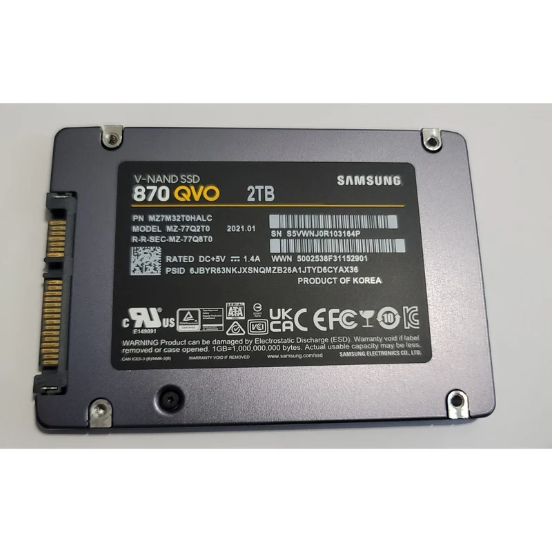 Samsung 2TB 2.5" SATA SSD Solid State Drive Storage MZ-77Q2T0 V-NAND SSD 870 QVO