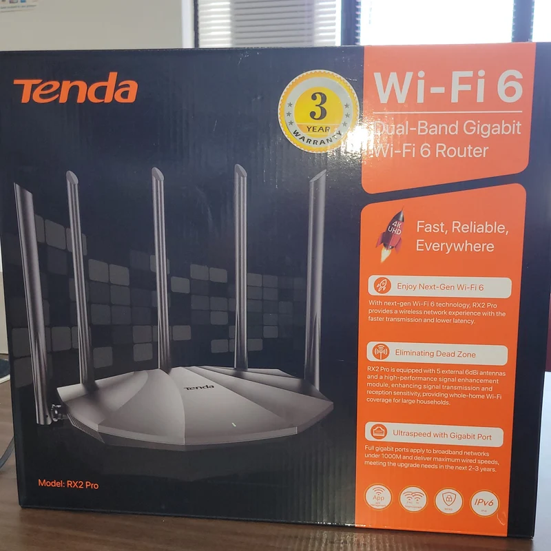 Tenda Wi-Fi 6 Dual-Band Gigabit Router Model: RX2 Pro (3 Yarranty)