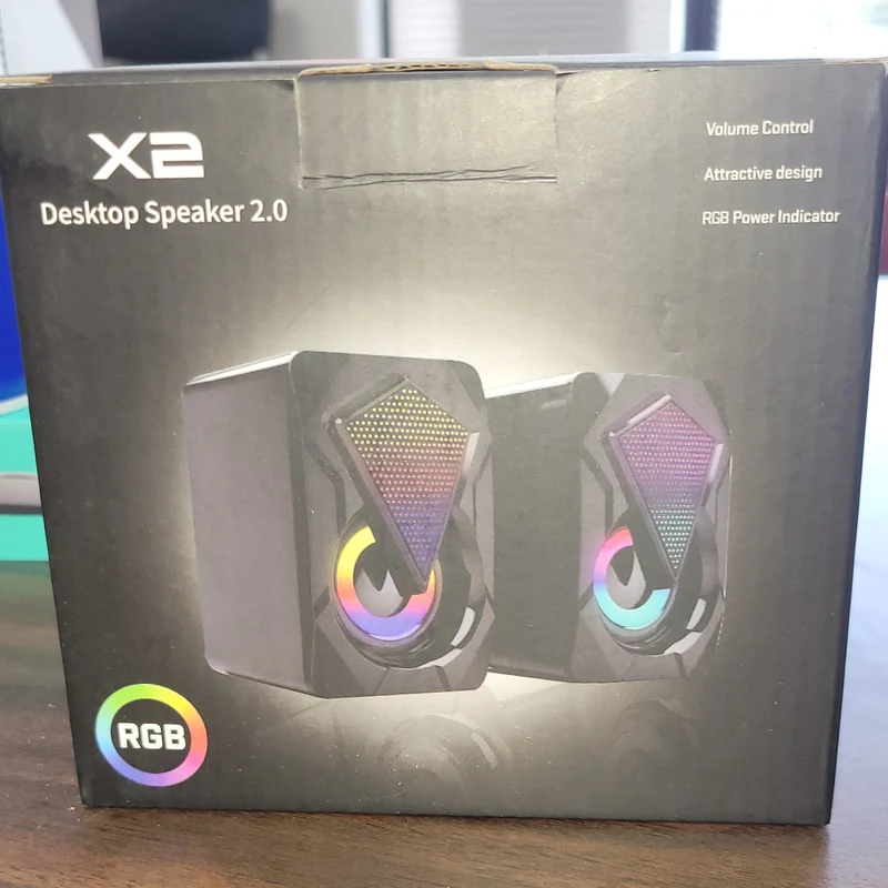 X2 Desktop Speaker 2.0 Volume Control, Attractive design, RGB Power Indicator