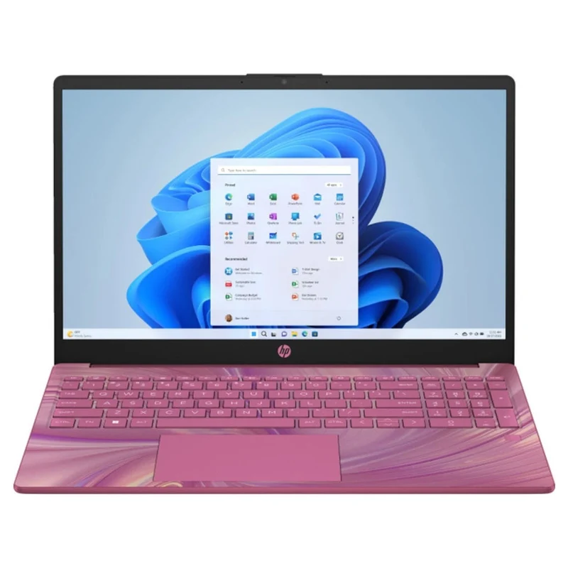 Pink HP 15-fd0104ds 15.6" Touchscreen Laptop, Intel Processor N100 (4GB RAM, 128GB SSD) Backlit Keyboard, Windows 11 Home