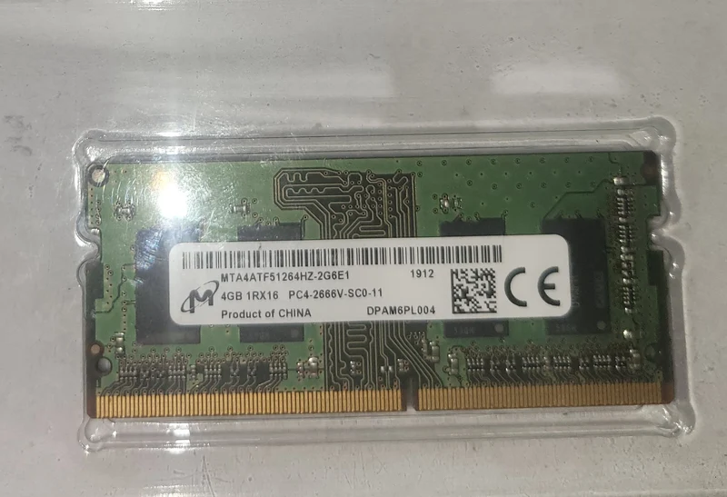 Micron MTA4ATF51264HZ-2G6E1 4GB 1RX16 PC4-2666V-SC0-11 Laptop Memory