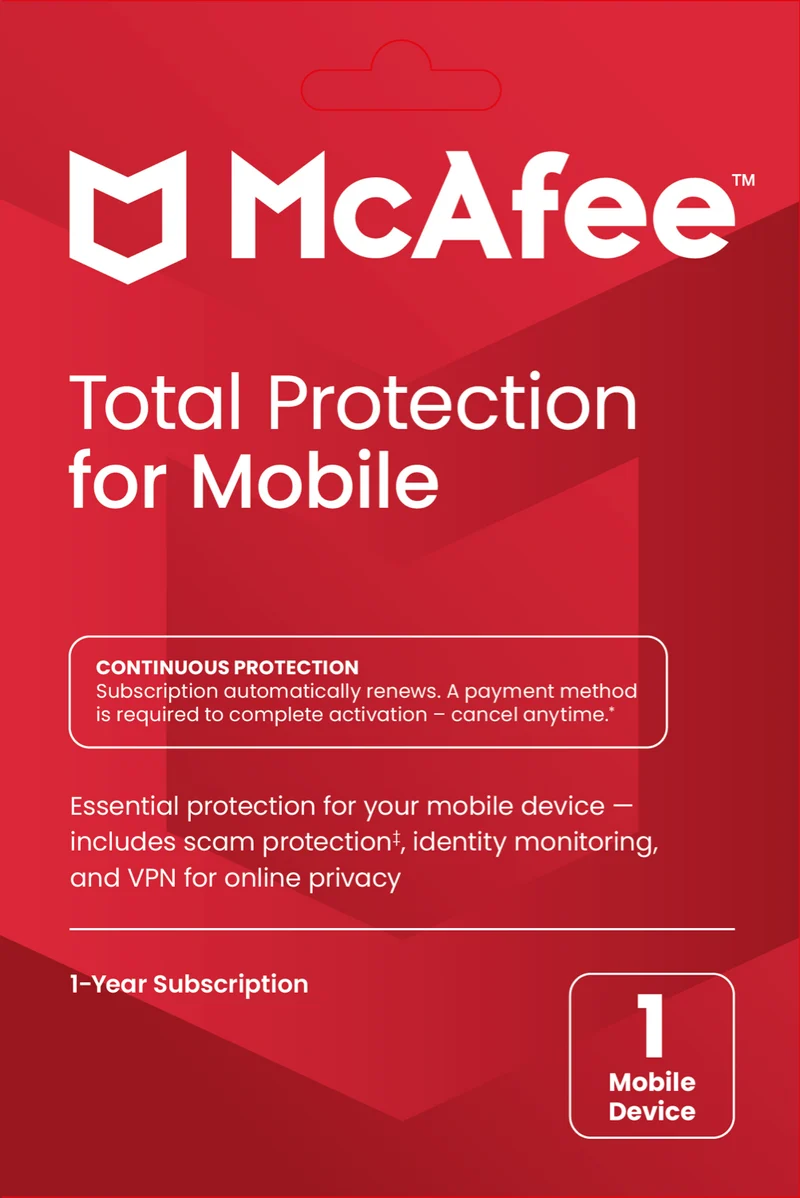 Mcafee Total Protection for Mobile (1 Device 1 Year)