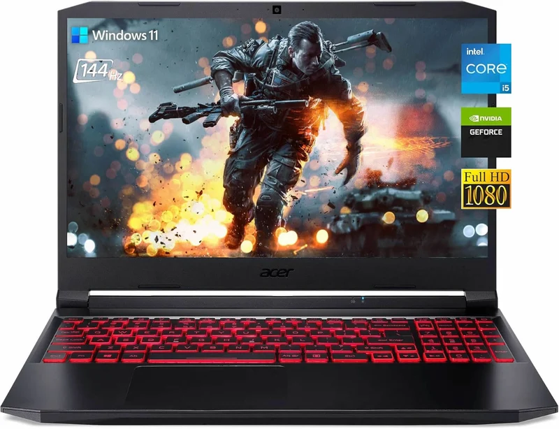 Acer Nitro 5, 17.3" FHD IPS 144Hz Display, 11th Gen Intel Core i5-11400H @ 2.7GHz, NVIDIA GeForce GTX 1650, 16GB DDR4, 512GB PCIe NVME SSD, USB-C, HDMI, RJ45, WiFi 6, Backlit Keyboard, Windows 11 Home, Shale Black
