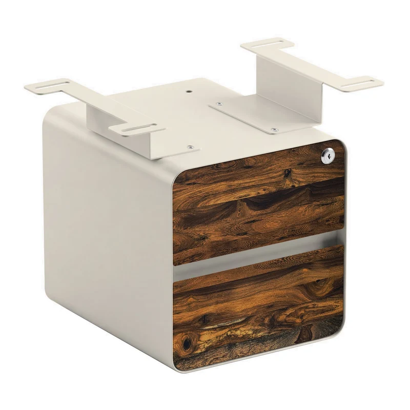 Desky Minimal Under Desk Cabinet - Pheasantwood Hardwood / Wheat