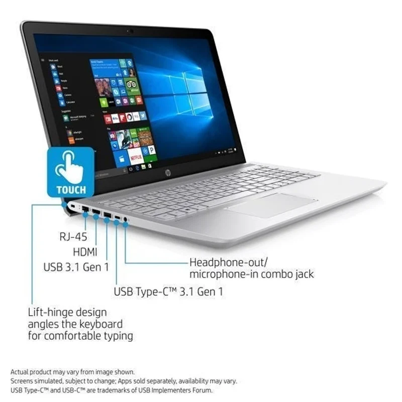 HP PAVILION 15-CD040WM, 15.6" TOUCHSCREEN DISPLAY (12GB RAM, 1TB HDD) AMD A12-9720P, DVD-RW, WINDOWS 1