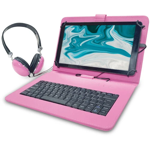 Core Innovations 10.1" 16GB Tablet Android 10 Tablet w/ Keyboard + Headphones PINK