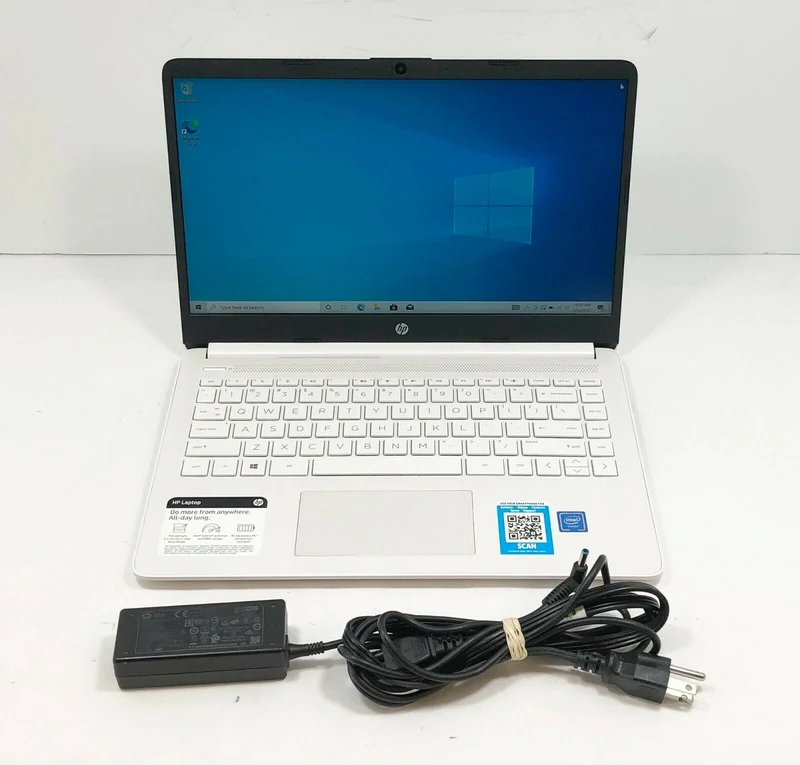 HP 14-dq0002dx 14" HD Notebook, Intel N4020 (4GB Ram, 64GB eMMC Drive) Windows 10 Laptop, White