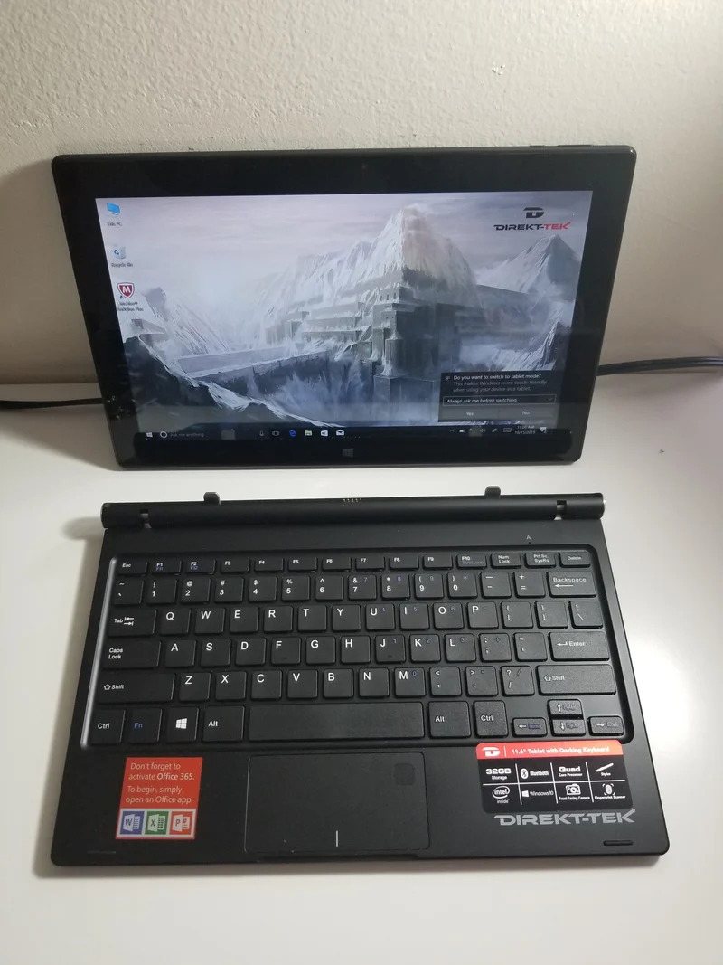 Direkt-Tek 11.6" FHD Touchscreen Convertible 2-in-1 Tablet Laptop with Docking Keyboard