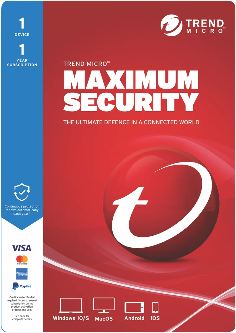 Trend Micro Maximum Security (1 Device 1 Year)