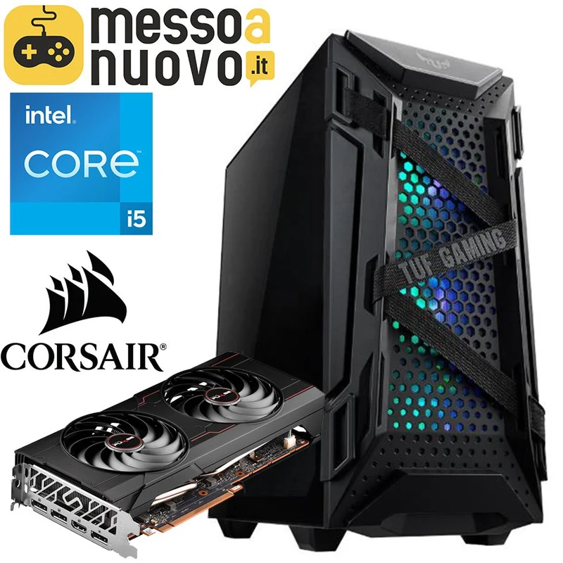 PC Gaming TUF | Intel Core i5-8500T 6Cores | Ram 32Gb | SSD Nvme 256Gb + 3Tb | Radeon RX 6700XT 12Gb | Windows 11 Pro | Il massimo per il tuo gaming