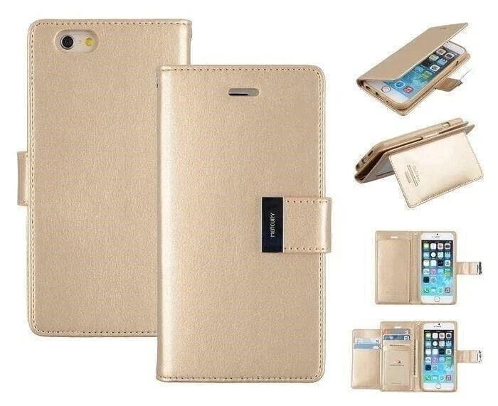Goospery Rich Diary case for iPhone 15 - Gold
