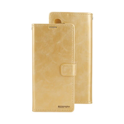 Goospery Bluemoon Diary Wallet Case for iPhone 17 Pro - Gold, Non-Magsafe