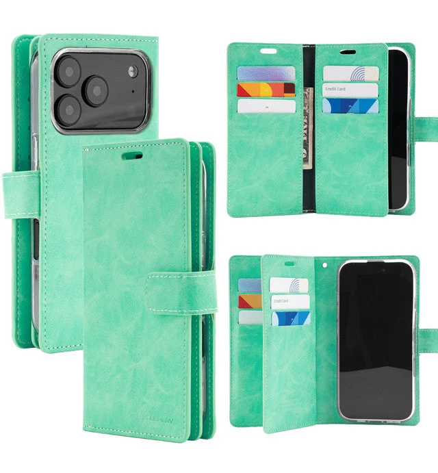 Goospery Mansoor Diary Wallet Case for iPhone 17 Pro - Mint
