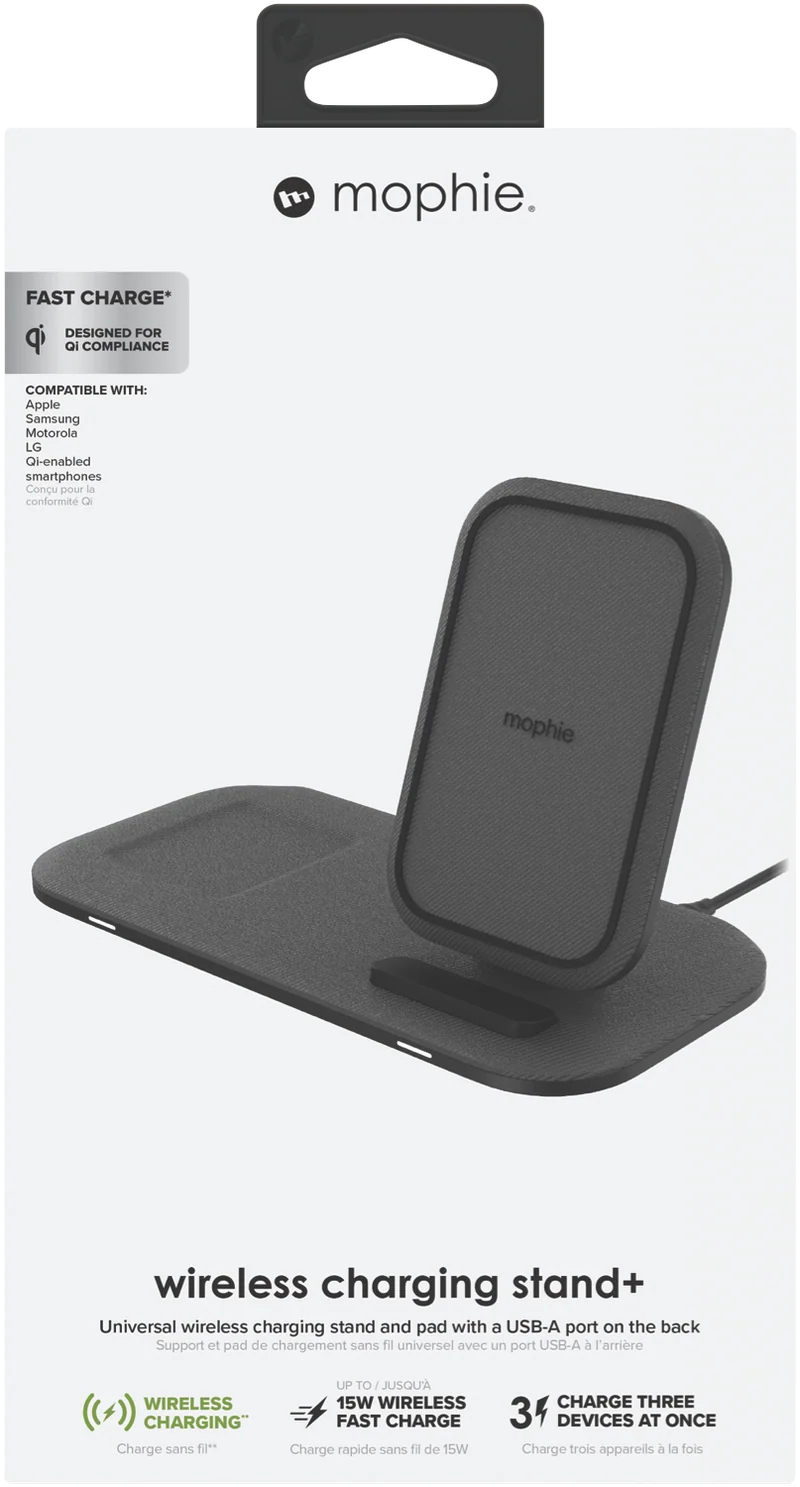 Mophie 15W Wireless Charging Stand+ , includes Apple & Samsung watch adapters