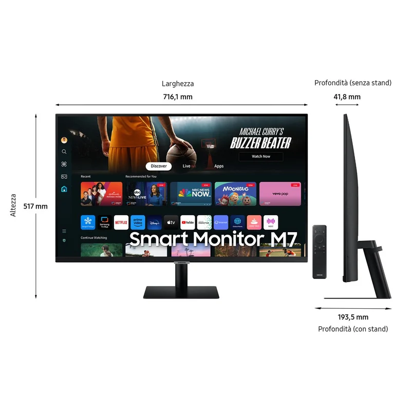 S32Dm500 Smartmonitor,Uhd,Usb-C,Speaker,Telecomand