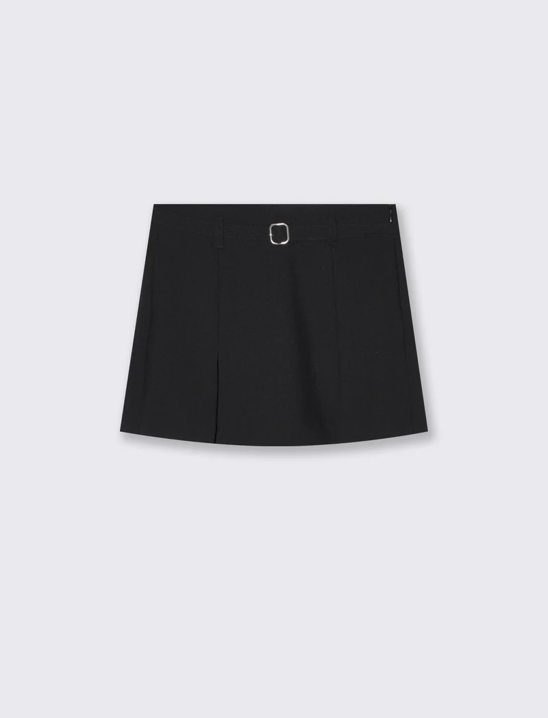 Short finta gonna con cintura decorativa - Nero