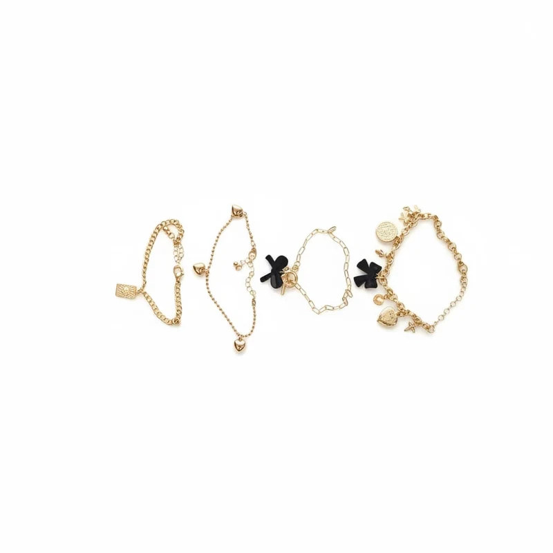 Card 4 Bracciali Fiocchi e Cuori - Nero