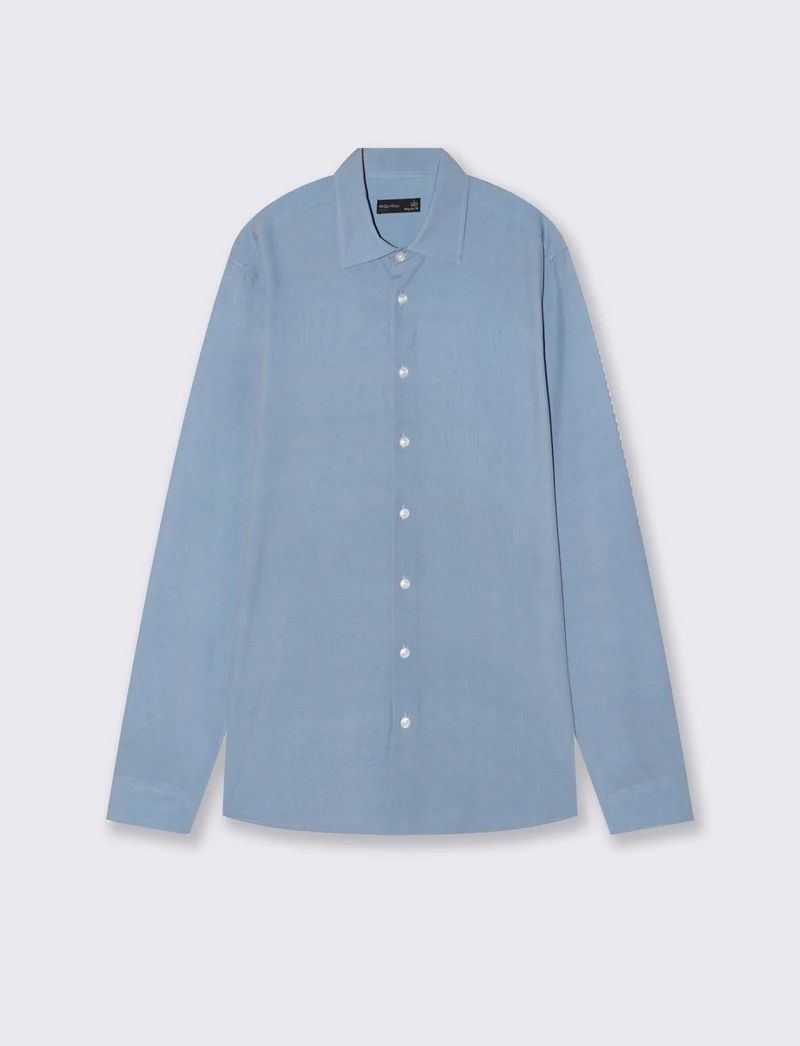 Camicia Formale Elasticizzata Regular Fit - Celeste