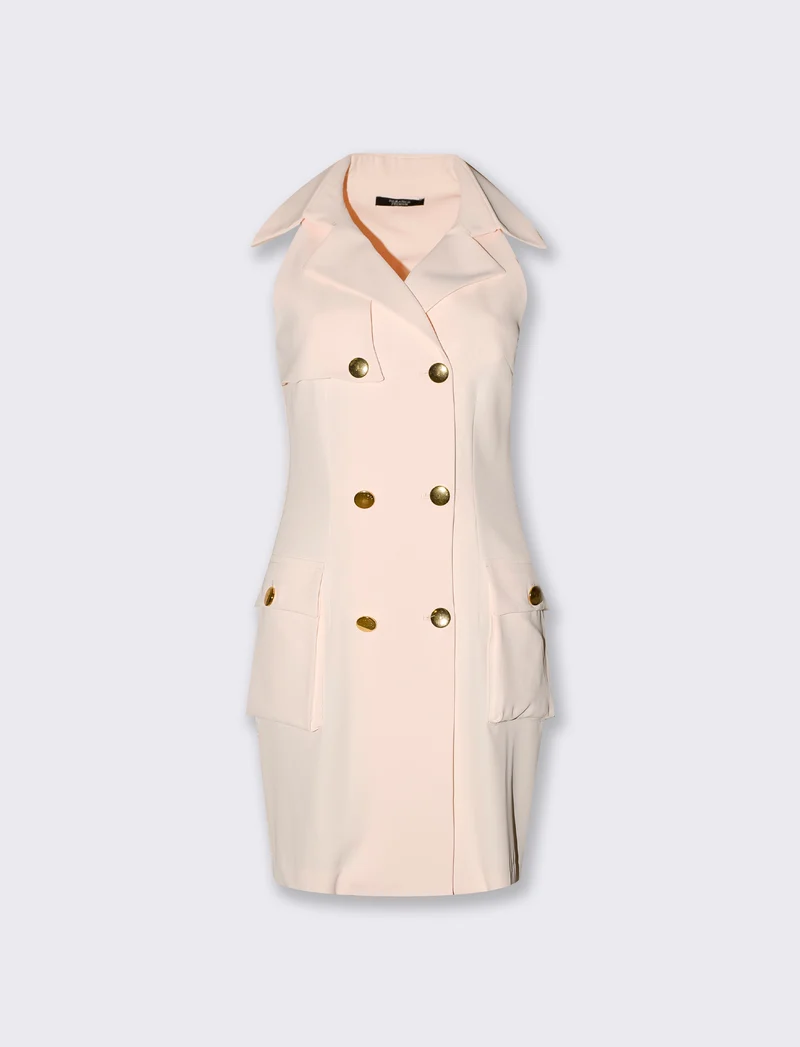 Vestito mini a portafoglio doppiopetto donna - Bianco