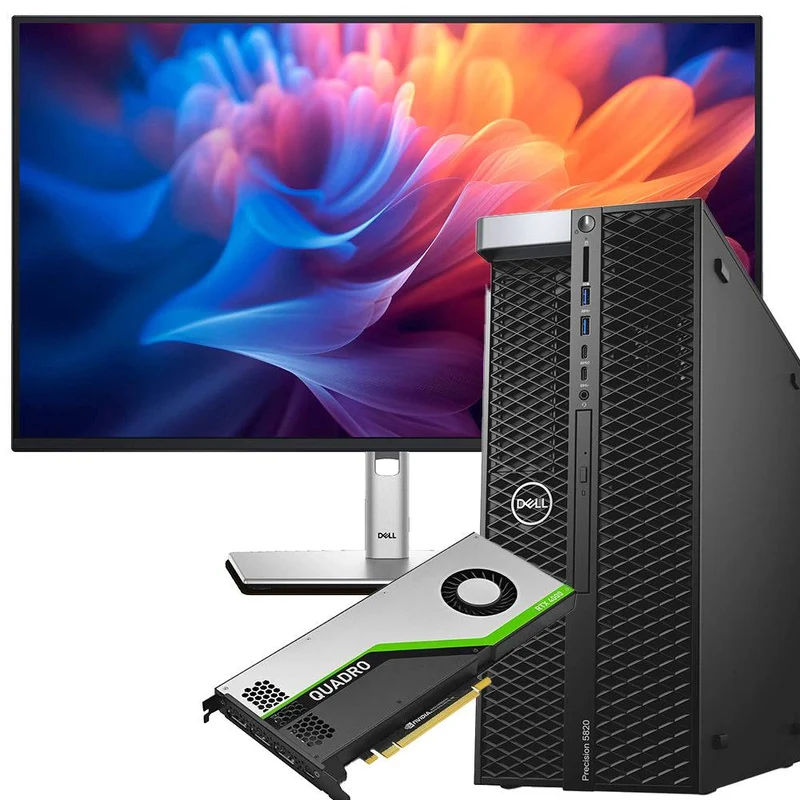 Bundle Dell Precision 5820 con Monitor 27" Nuovo | Intel Xeon W-2123 | Ram 32GB | SSD 1TB | Nvidia Quadro RTX 4000 8GB | FreeDOS