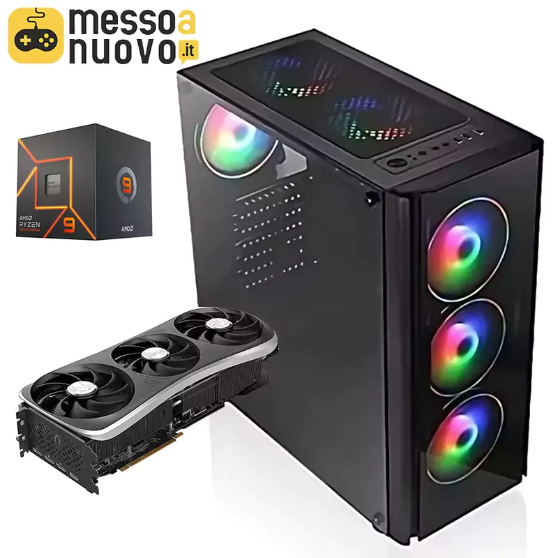 PC Gaming Storm Z | AMD Ryzen 9 7900 | Ram 32 GB | SSD NVMe 1TB | MSI PRO B650M-A | Nvidia RTX | WiFi Windows 11 Pro Prestazioni e Stile per il Gamer Moderno