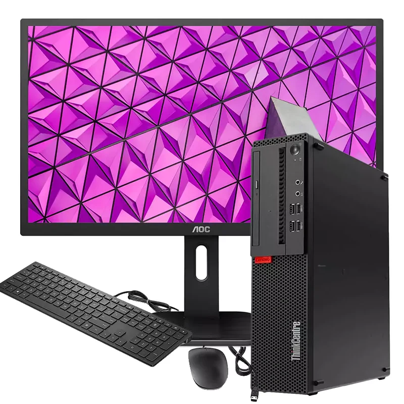 Bundle PC Lenovo Thinkcentre M910s SFF | Intel Core i5-6500 | Windows 11 Pro Monitor LED AOC 22P1W 22" FullHD e Kit Mouse e Tastiera Il tuo ufficio in un click