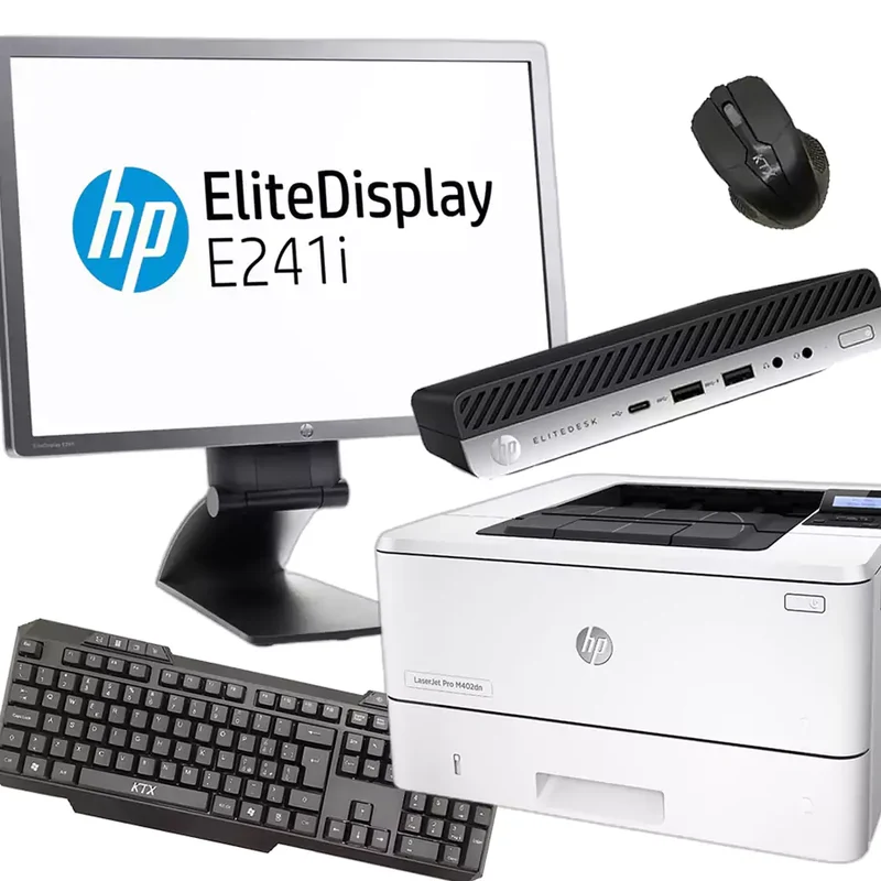 Bundle HP ProDesk 800 G4 DM | Intel Core i5-8500T | Monitor HP EliteDisplay E241i Stampante HP LaserJet Pro M402d e Kit Wireless tutto quello di cui hai bisogno