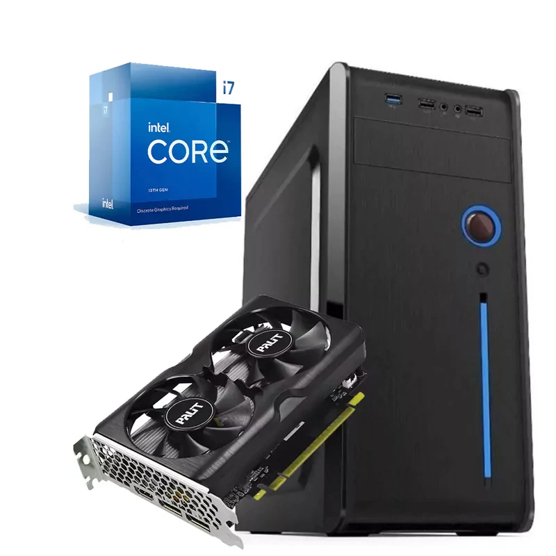 Pc fisso BUSTER Computersparts | Intel Core i7-13700F | Ram 32GB | SSD NVMe 2 Tera + 18 Tera sata | Nvidia GTX 1630 4GB | DVD Windows 11 Pro Potenza di calcolo garantita