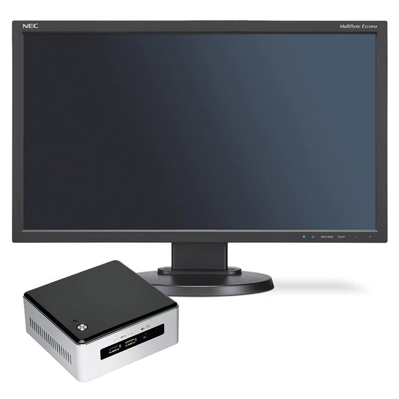 Postazione Intel NUC Mini PC | Intel Core i7-5557U 3.1Ghz | Ram 8Gb | SSD 120Gb | WiFi Windows 10 Pro NUC5i7RYH + Monitor Nec E233WM 23" FullHD LED