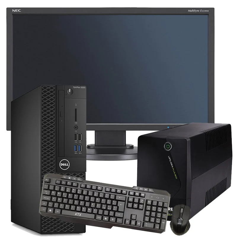 Postazione DELL OptiPlex 3050 SFF | Intel Core i3-6100t 3.2Ghz | Ram 8Gb | SSD 256Gb | Windows 10 Pro | Monitor NEC Led 23″ FullHD | Kit Mouse e Tastiera Wireless | UPS Tecnoware