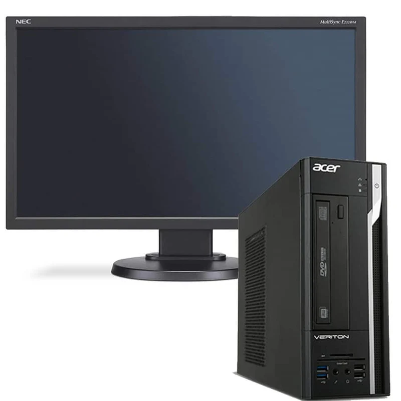 Postazione Acer Veriton X2632G Pc Desktop | Intel Core i3-4150 3.5Ghz | Ram 8Gb | SSD 256Gb | Windows 10 Pro | Monitor EC MultiSync E233WM Led 23″ FullHD