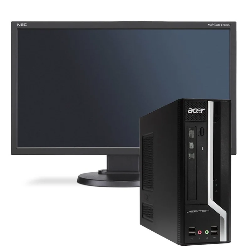 Postazione Acer Veriton X X4610G PC Desktop | Intel Core i3-2120 3.3Ghz | Ram 8Gb | SSD 256Gb | Windows 10 Pro | Monitor NEC MultiSync E233WM Led 23″ FullHD
