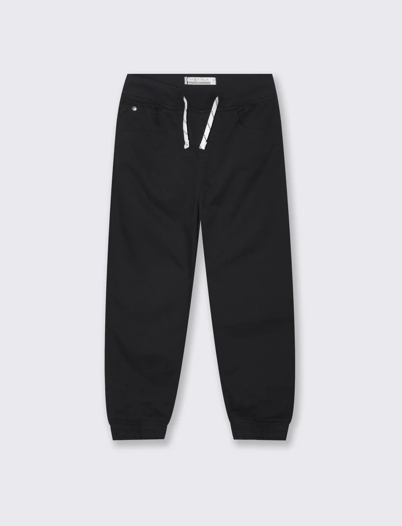 Pantaloni Jogger in Cotone con Coulisse - Nero