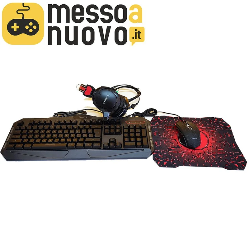 Kit Gaming Computers Parts Modello Black Thunder RGB - Kit completo 4 in 1 Tastiera, Mouse, Cuffie con microfono e mouse Pad - Completamente RGB