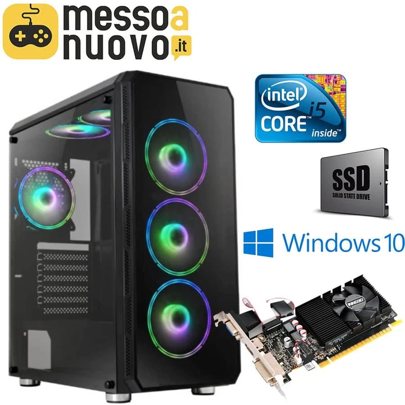 PC Gaming | Intel Core i5 | Ram 16Gb | SSD 480Gb | Nvidia GT730 4Gb | Windows 10 Pro Wifi Il PC Gaming per goderti al massimo i tuoi giochi