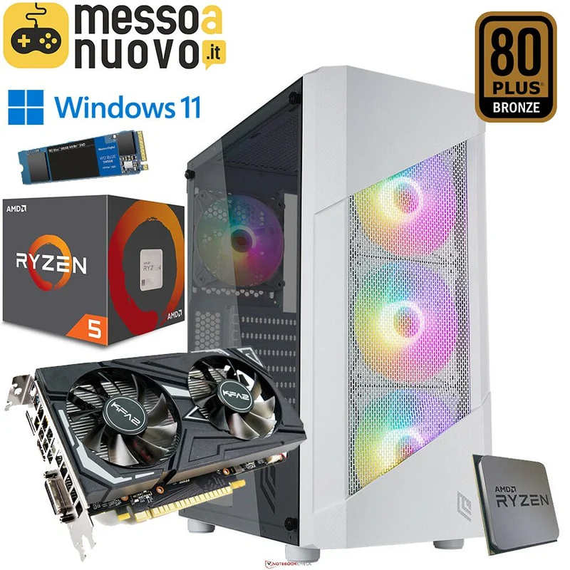 PC da Gaming | AMD Ryzen 5 3600 6Cores 3.6Ghz | Ram 16Gb | SSD m.2 nvme 256Gb + 1Tb | Nvidia Geforce GTX 1650 4Gb | Windows 11 Pro Il PC da gaming per il FullHD targato Ryzen